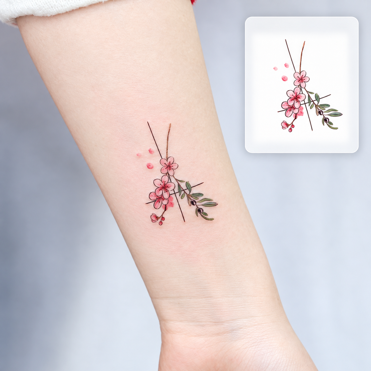Cherry Blossom Branch Temporary Tattoo