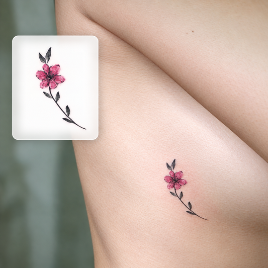 Pink Rose Temporary Tattoo
