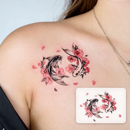 Red Floral Temporary Tattoo | Superink Lab