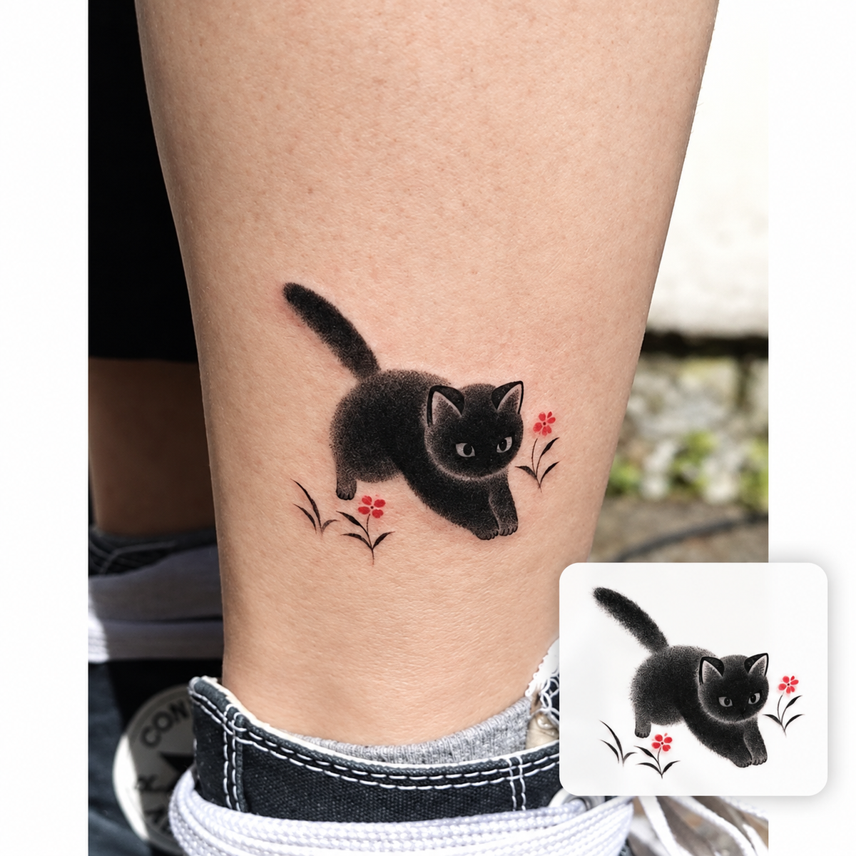 Black Cat Temporary Tattoo