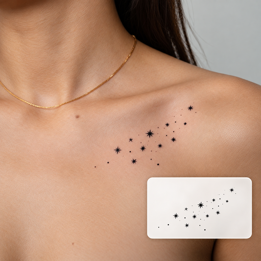 Collarbone Star Cluster Temporary Tattoo