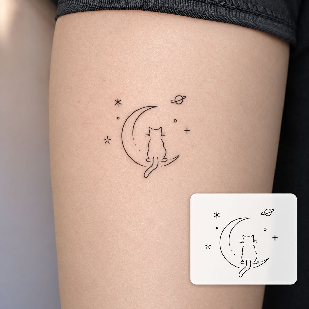 Crescent Moon Temporary Tattoo – 5-Sheet Set
