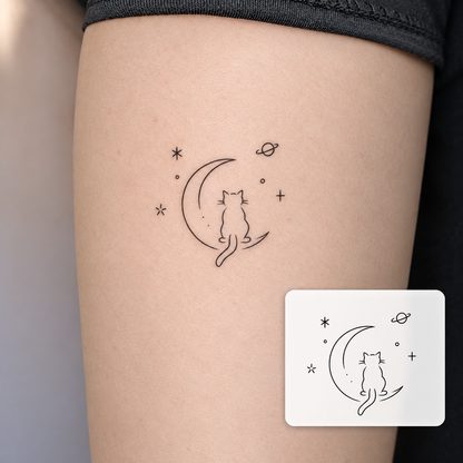 Crescent Moon Temporary Tattoo – 5-Sheet Set
