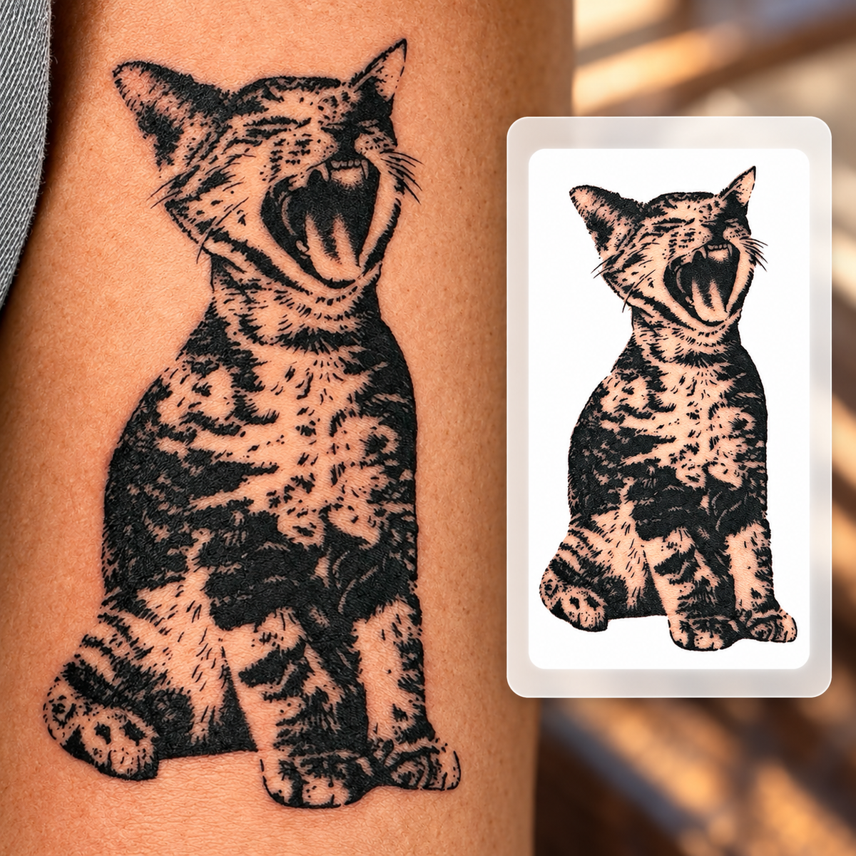 Black Cat Silhouette Temporary Tattoo