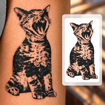 Black Cat Silhouette Temporary Tattoo