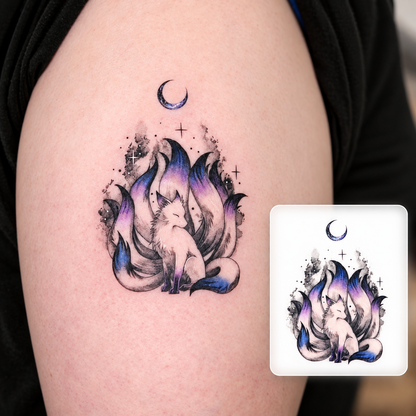 Blue Flame Flower Temporary Tattoo