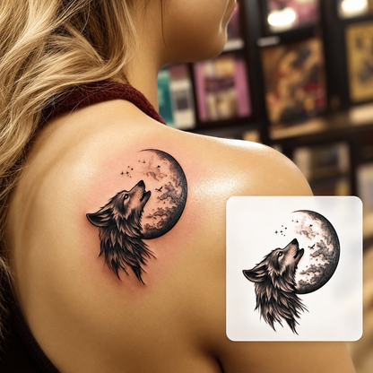 Dark Cat Portrait Temporary Tattoo