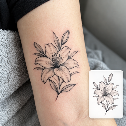 Lotus Blossom Temporary Tattoo – Elegant Floral Design