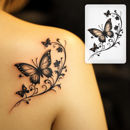 White Floral Bouquet Temporary Tattoo