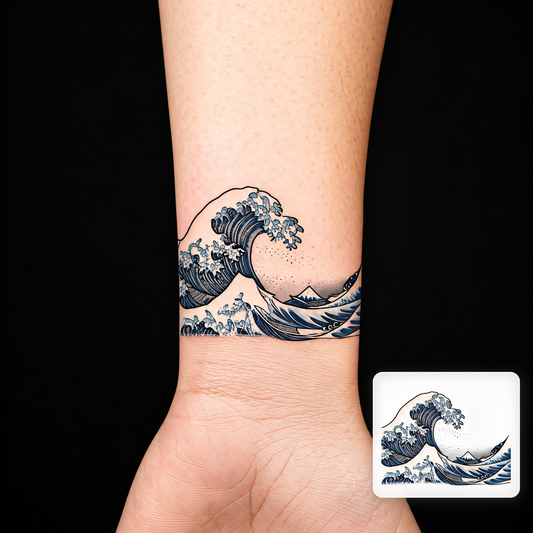 Ocean Wave Armband Temporary Tattoo
