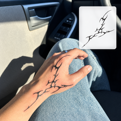 Blue Floral Clavicle Temporary Tattoo