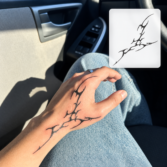 Blue Floral Clavicle Temporary Tattoo