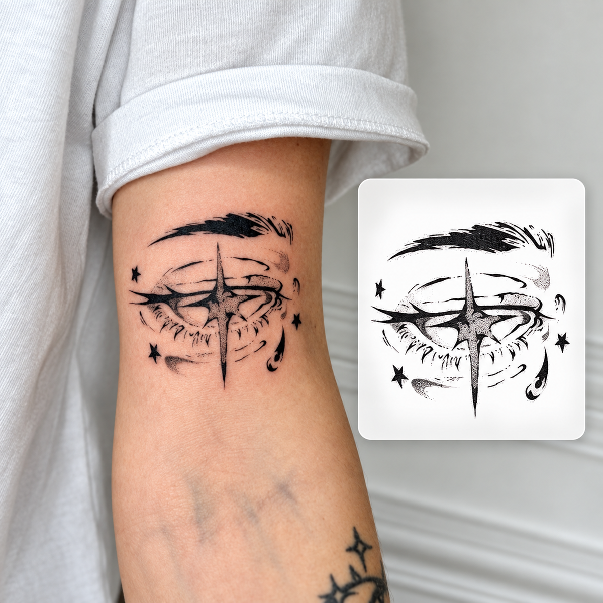 Floral Hand Bouquet Temporary Tattoo