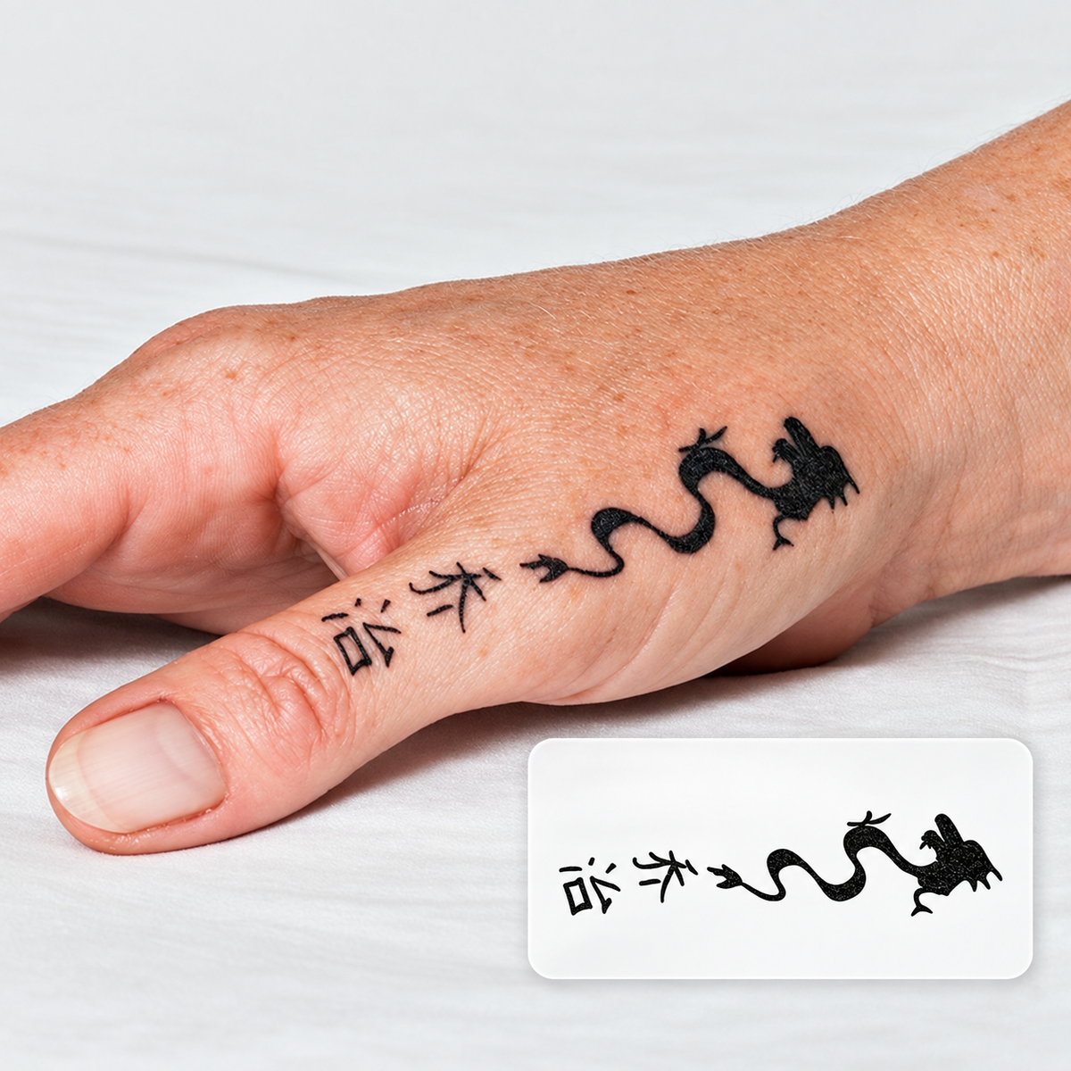 Chinese Calligraphy Dragon Temporary Tattoo