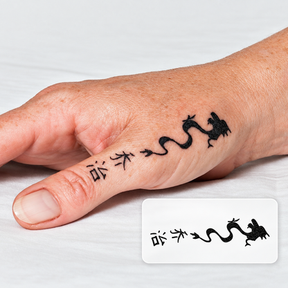 Chinese Calligraphy Dragon Temporary Tattoo