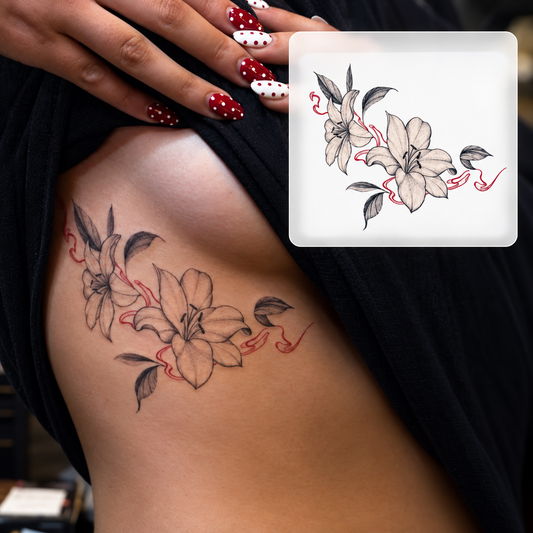 Waist Flower Bouquet Temporary Tattoo