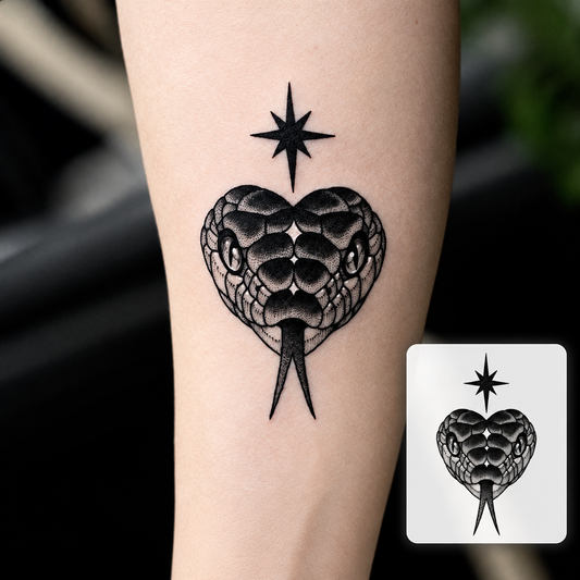 Snake and Compass Temporary Tattoo