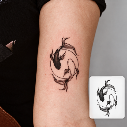 Yin Yang Dragon Temporary Tattoo