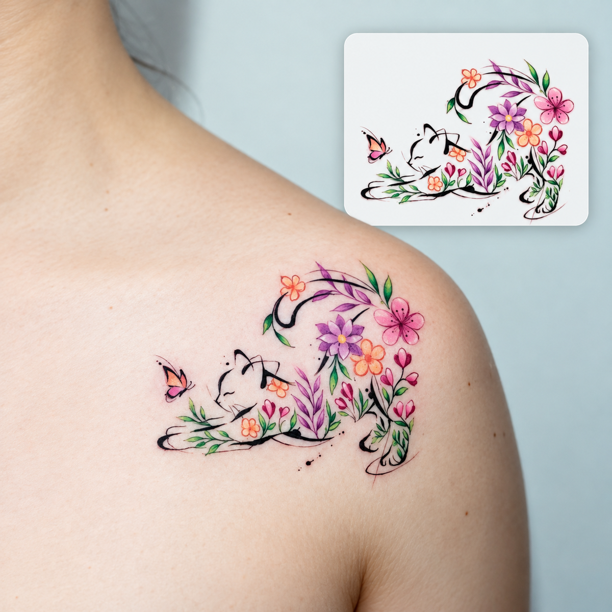 Colorful Flower Bouquet Temporary Tattoo