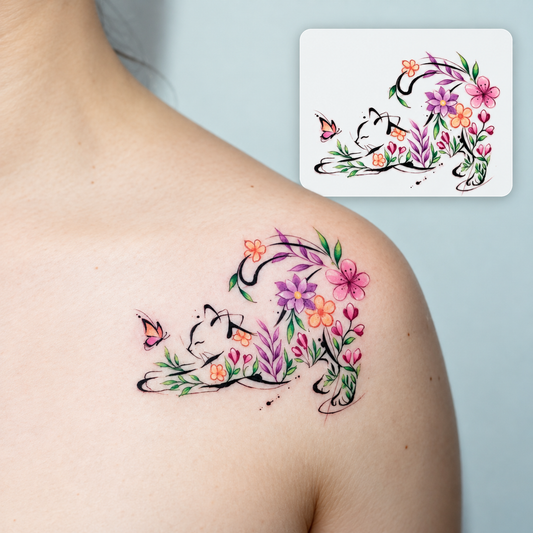 Colorful Flower Bouquet Temporary Tattoo