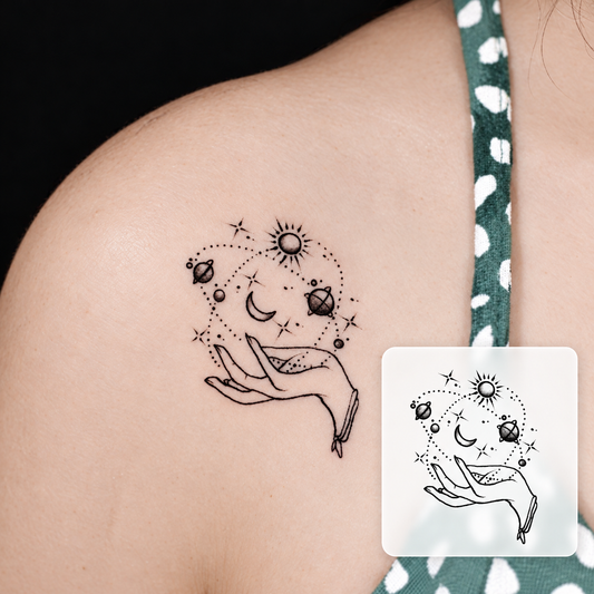 Cute Starry Character Temporary Tattoo