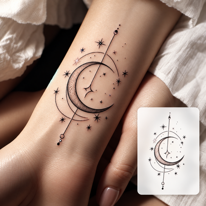 Moon Phase Circle Temporary Tattoo