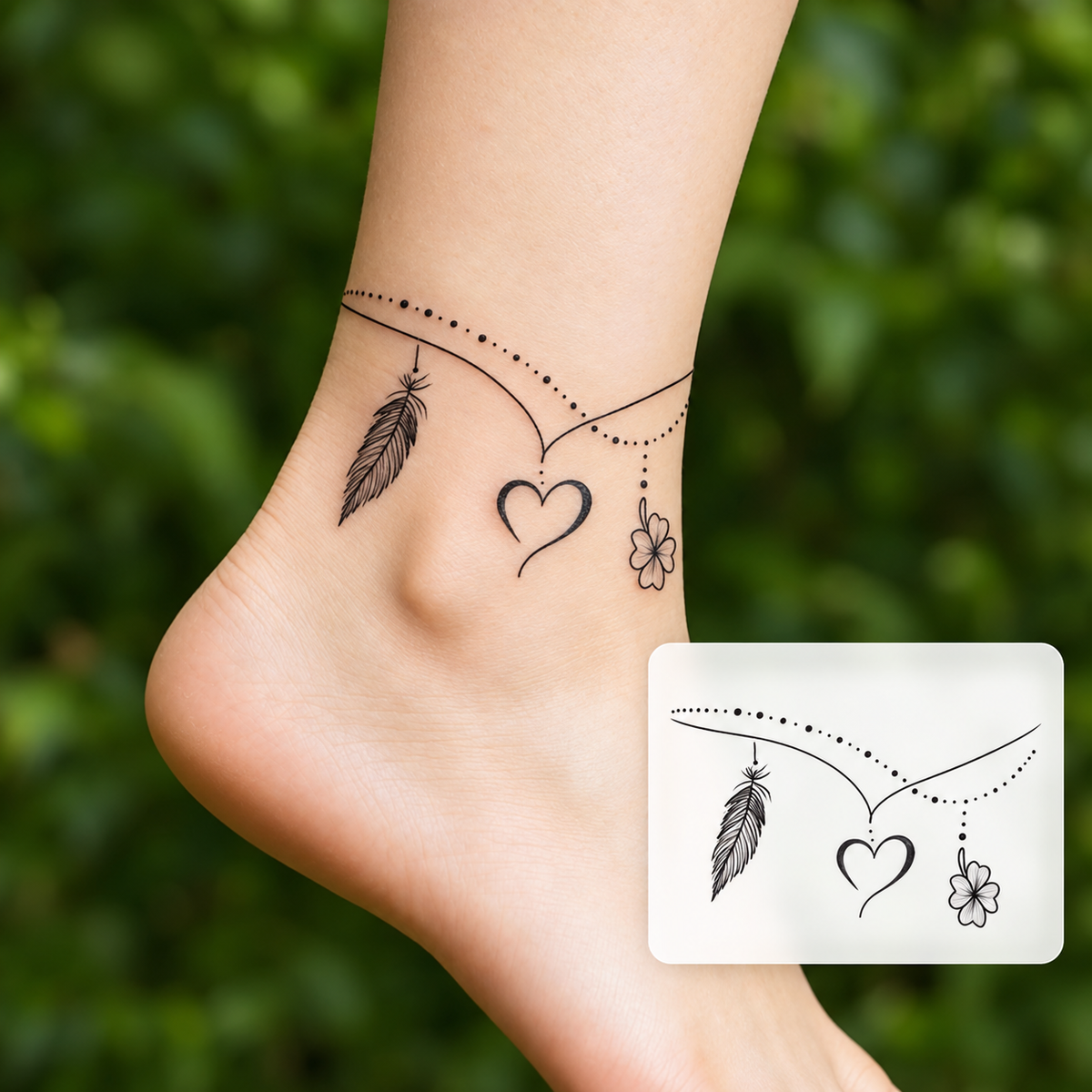 Heart and Leaf Temporary Tattoo