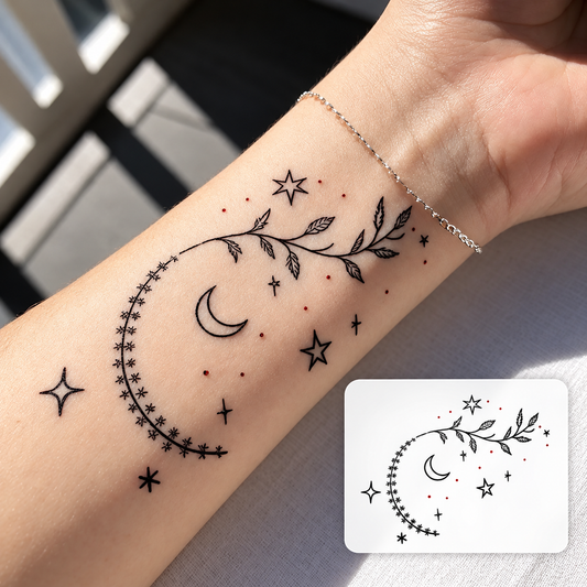 Crescent Moon Armband Temporary Tattoo