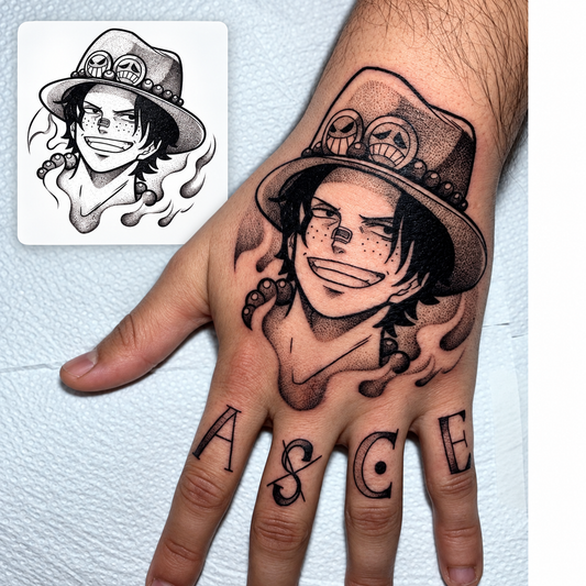 Anime Pirate Hand Tattoo Temporary Tattoo