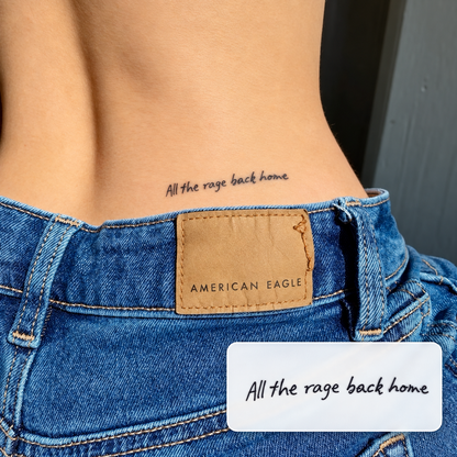 Lower Back Script Temporary Tattoo