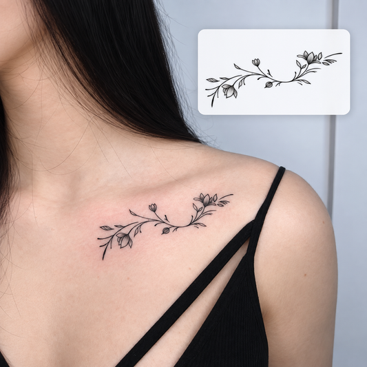 Floral Shoulder Sprig Temporary Tattoo