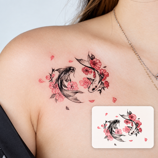 Red Floral Temporary Tattoo