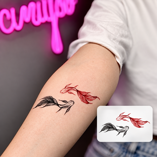 Red and Black Dragons Temporary Tattoo