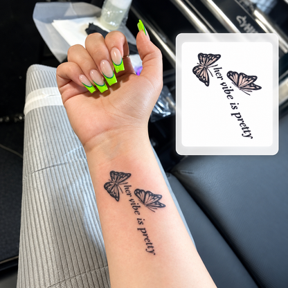 Pink Floral Sprig Temporary Tattoo