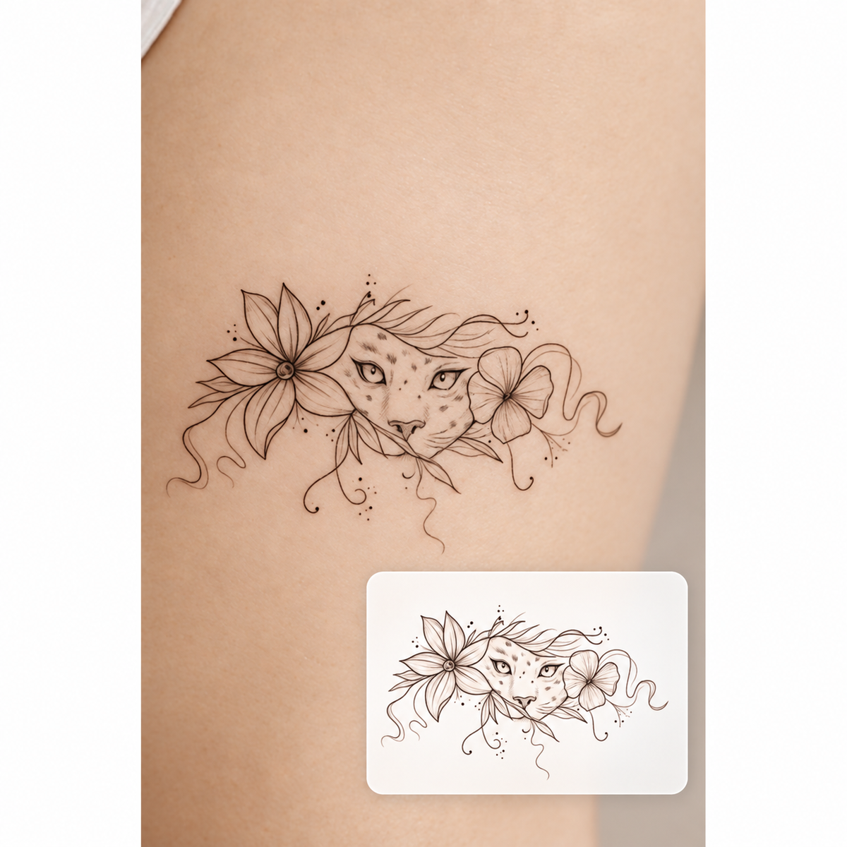 Fine Line Flower Bouquet Temporary Tattoo