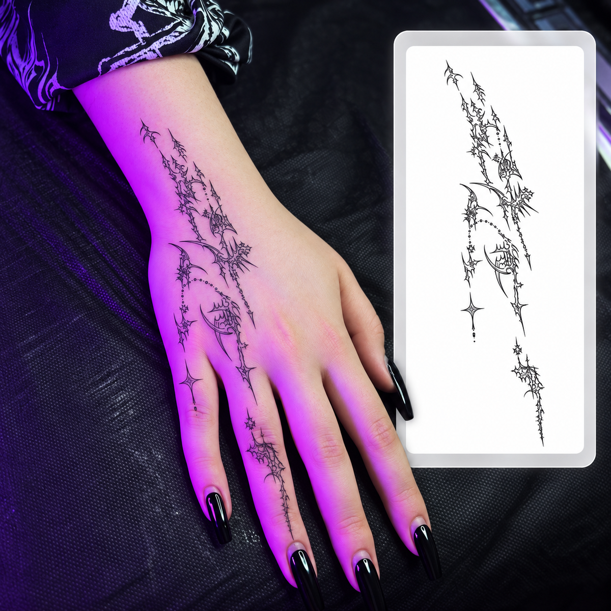 Moon and Butterfly Temporary Tattoo
