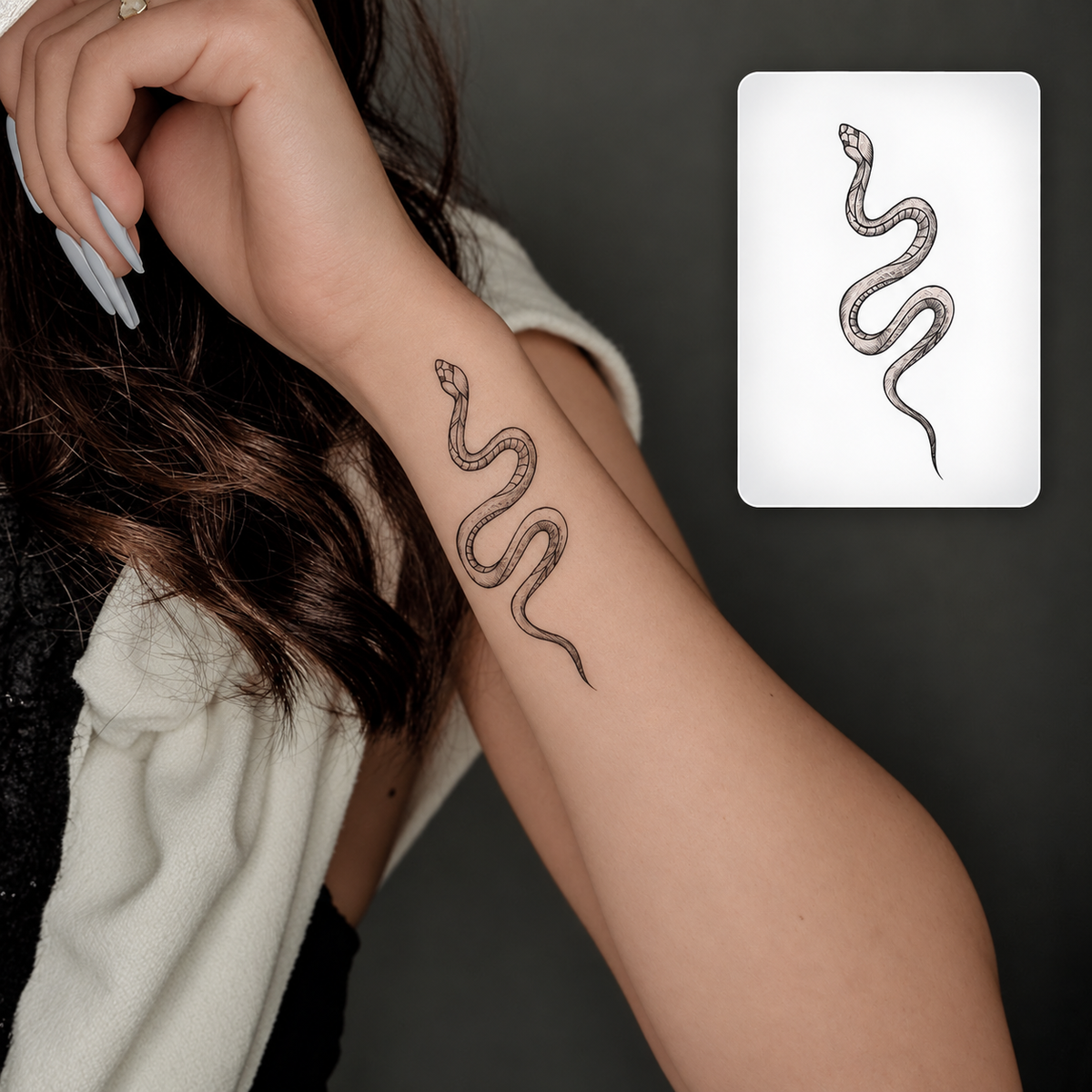 Curved Snake Temporary Tattoo