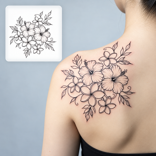 Shoulder Flowers Temporary Tattoo – Floral Arm & Shoulder Art