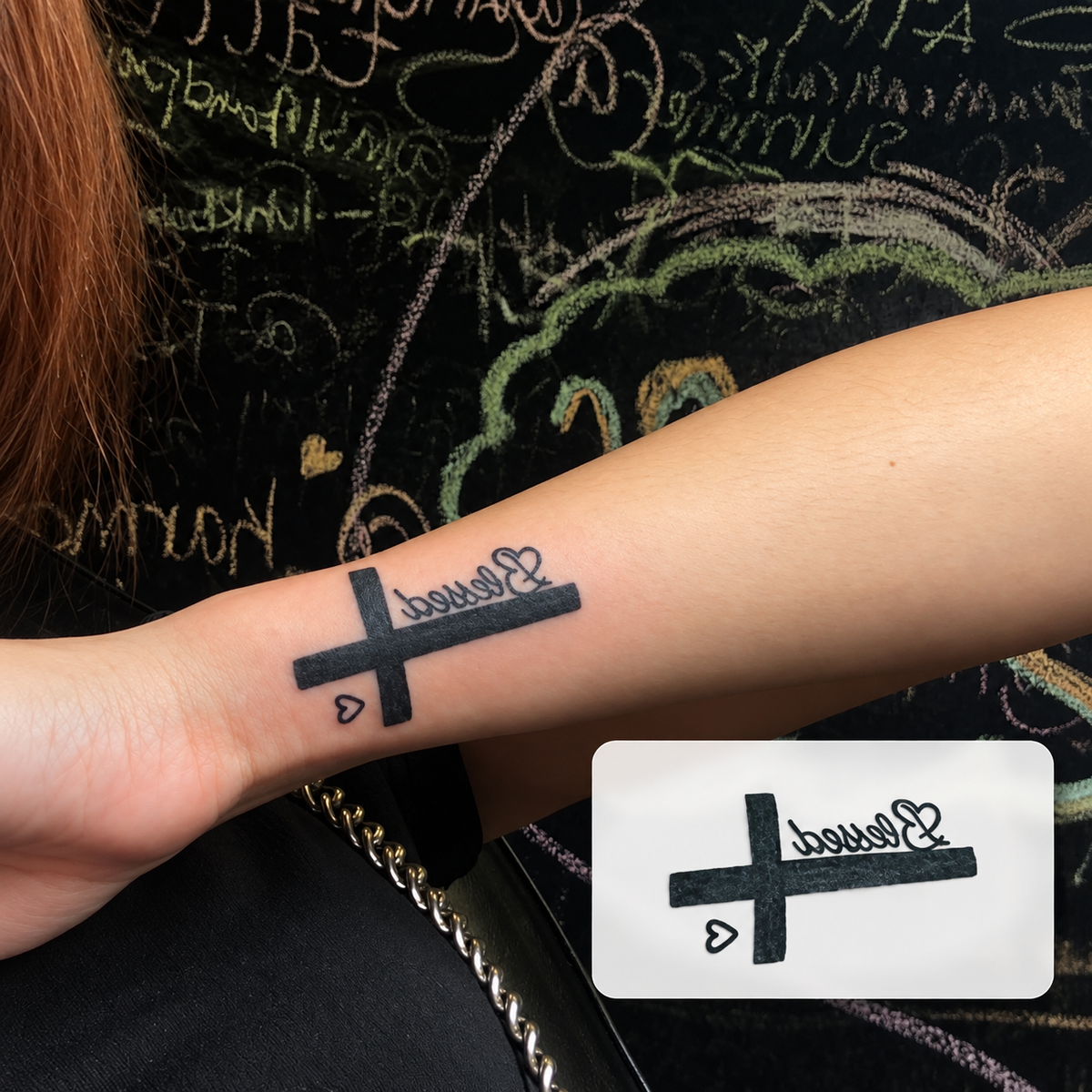 Floral Heart Bouquet Temporary Tattoo
