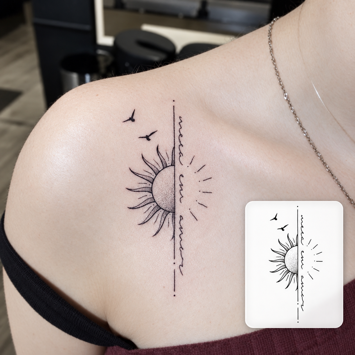 Sun and Moon Balance Temporary Tattoo