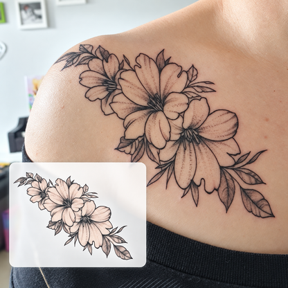Owl and Flowers Temporary Tattoo