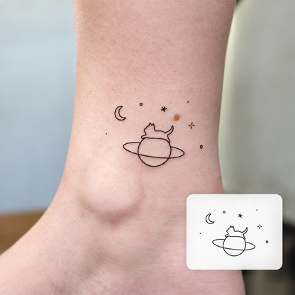 Saturn and Stars Temporary Tattoo