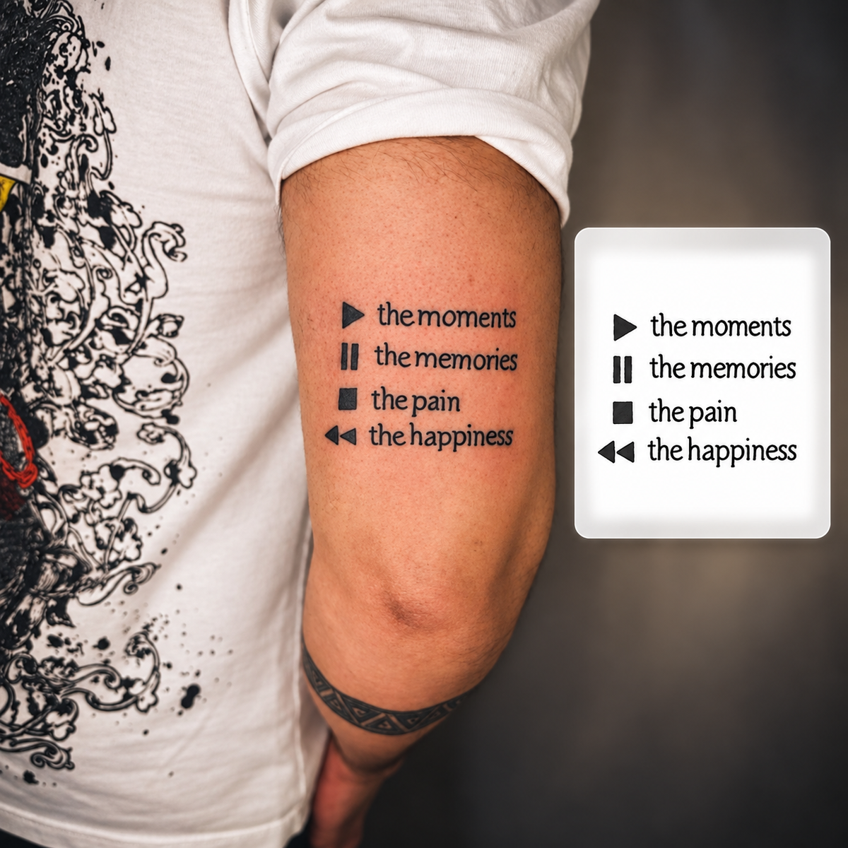 Fine Line Script Temporary Tattoo