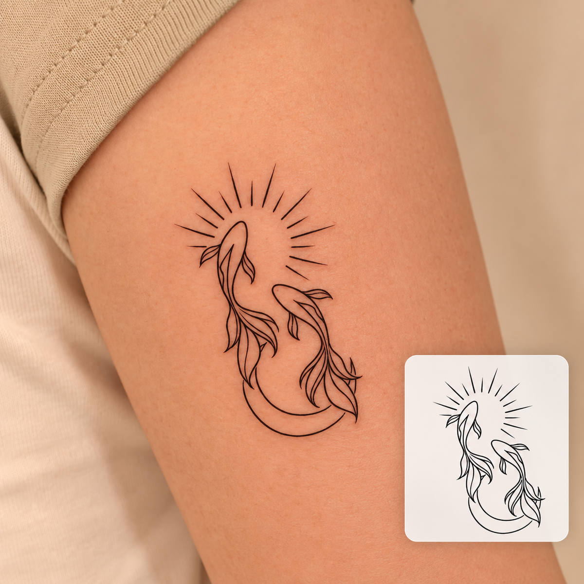 Sunflower Crescent Temporary Tattoo