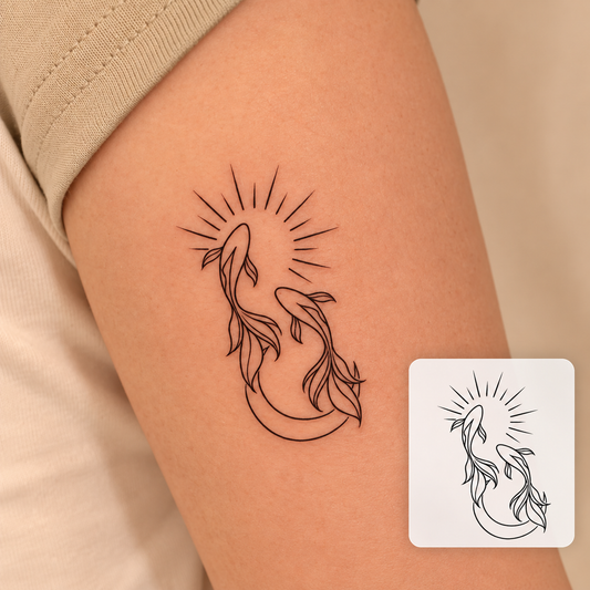 Sunflower Crescent Temporary Tattoo
