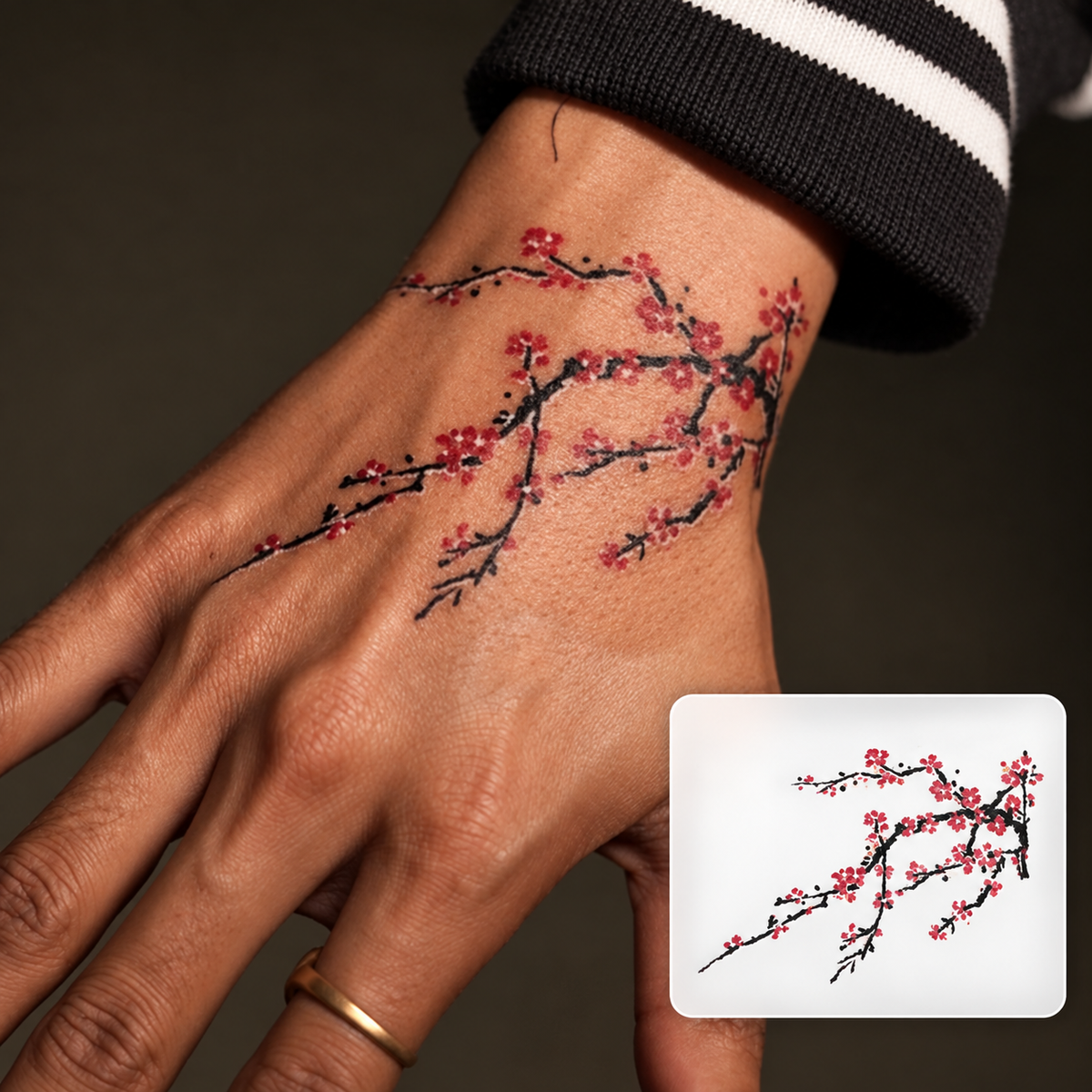 Floral Vine Hand Temporary Tattoo
