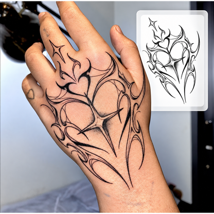 Flame Ornament Hand Temporary Tattoo