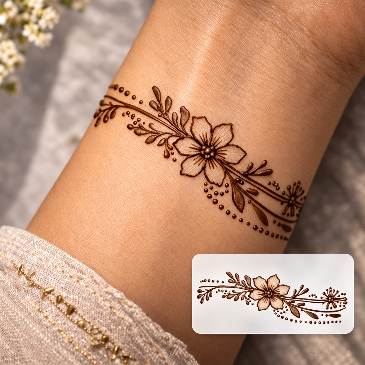 Floral Armband Temporary Tattoo