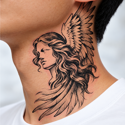 Angel Woman Feather Temporary Tattoo