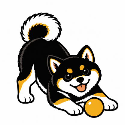 Ball Play Shiba Inu Temporary Tattoo